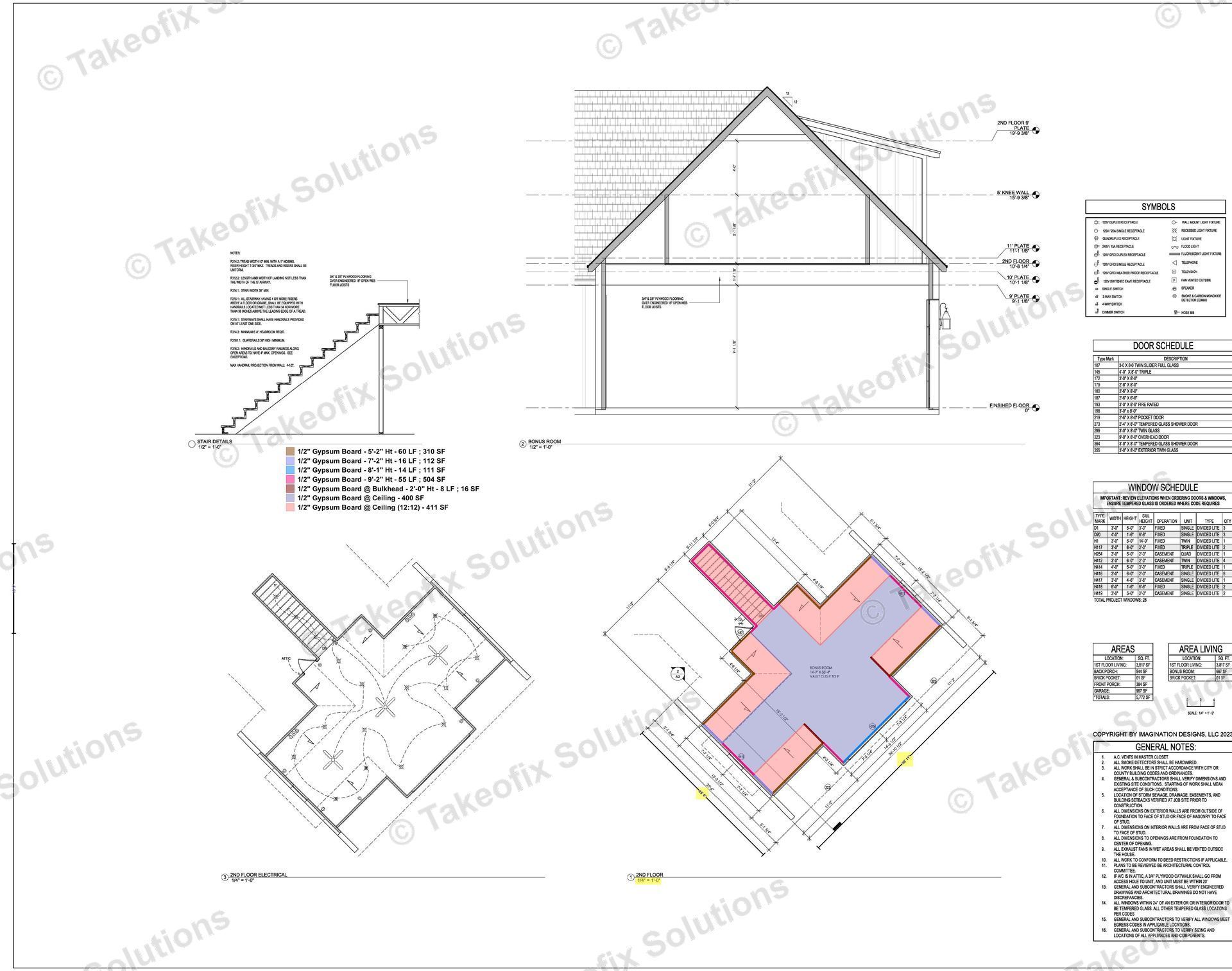 Interior metal framing and drywall sheathing installation for interior finishing estimates.